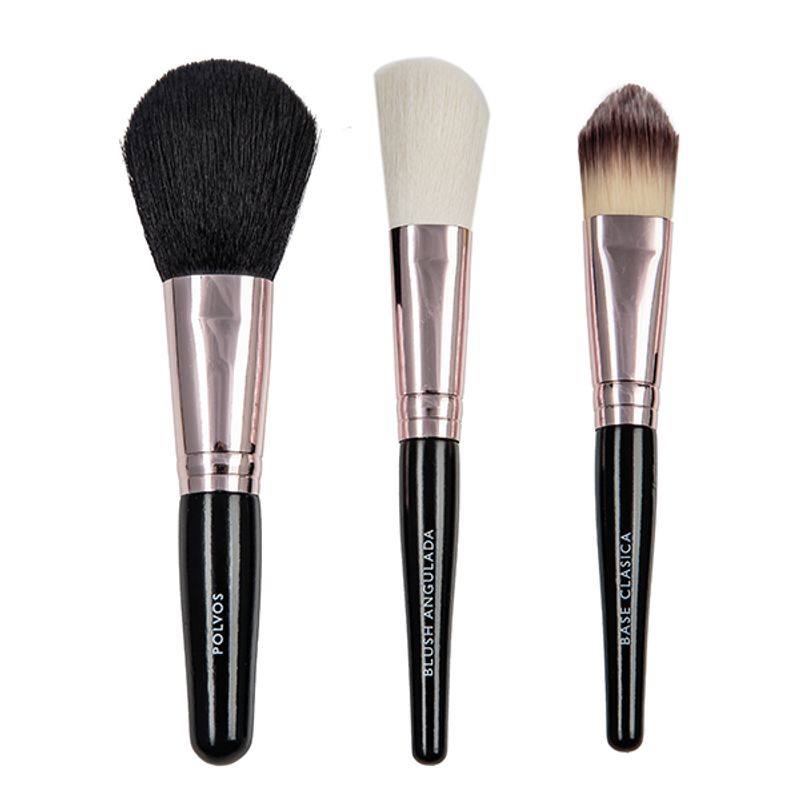 Set de 3 Brochas de Maquillaje para Rostro y 1 Pincel de Ojos