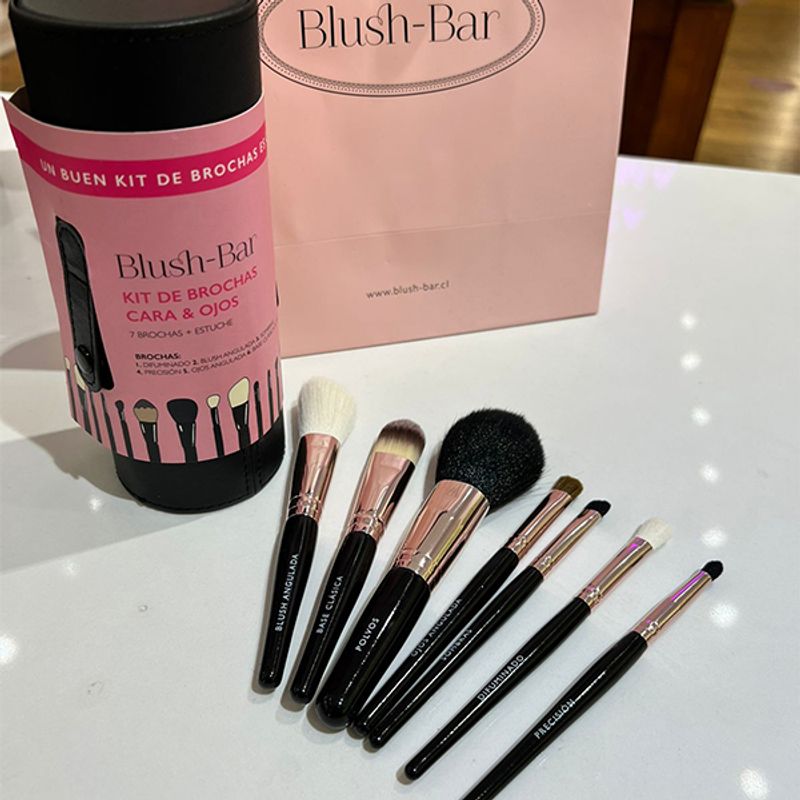 Set de brochas para maquillaje en el estuche