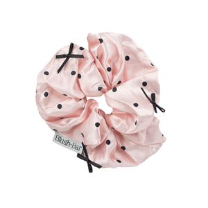 Scrunchie Rosado para Pelo con Lazitos Negros